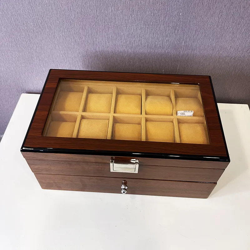 20 Slots Watch Organizer Double Layer Wooden Box And Gift Case